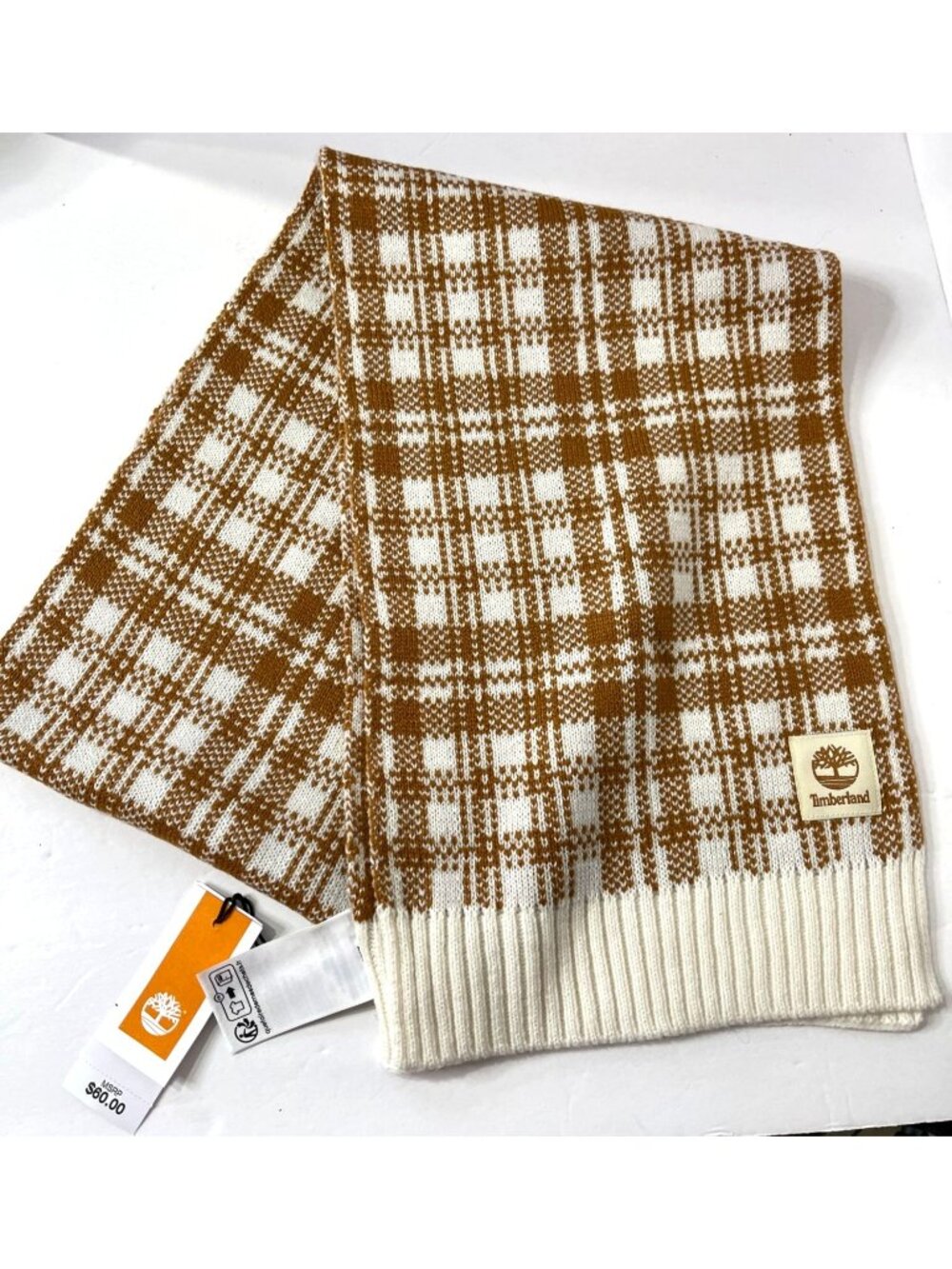 NWT Unisex Timberland Plaid Scarf Rectangle Knit